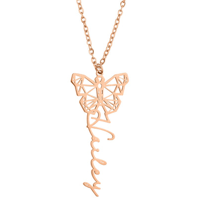 Personalized Geometric Butterfly Necklace