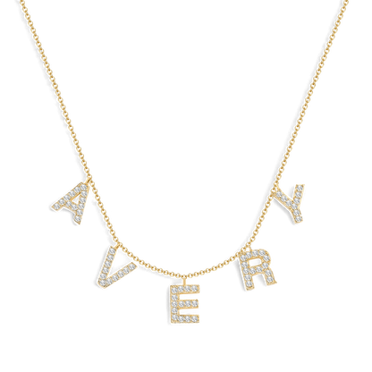 Personalized Pave Block Letter Necklace