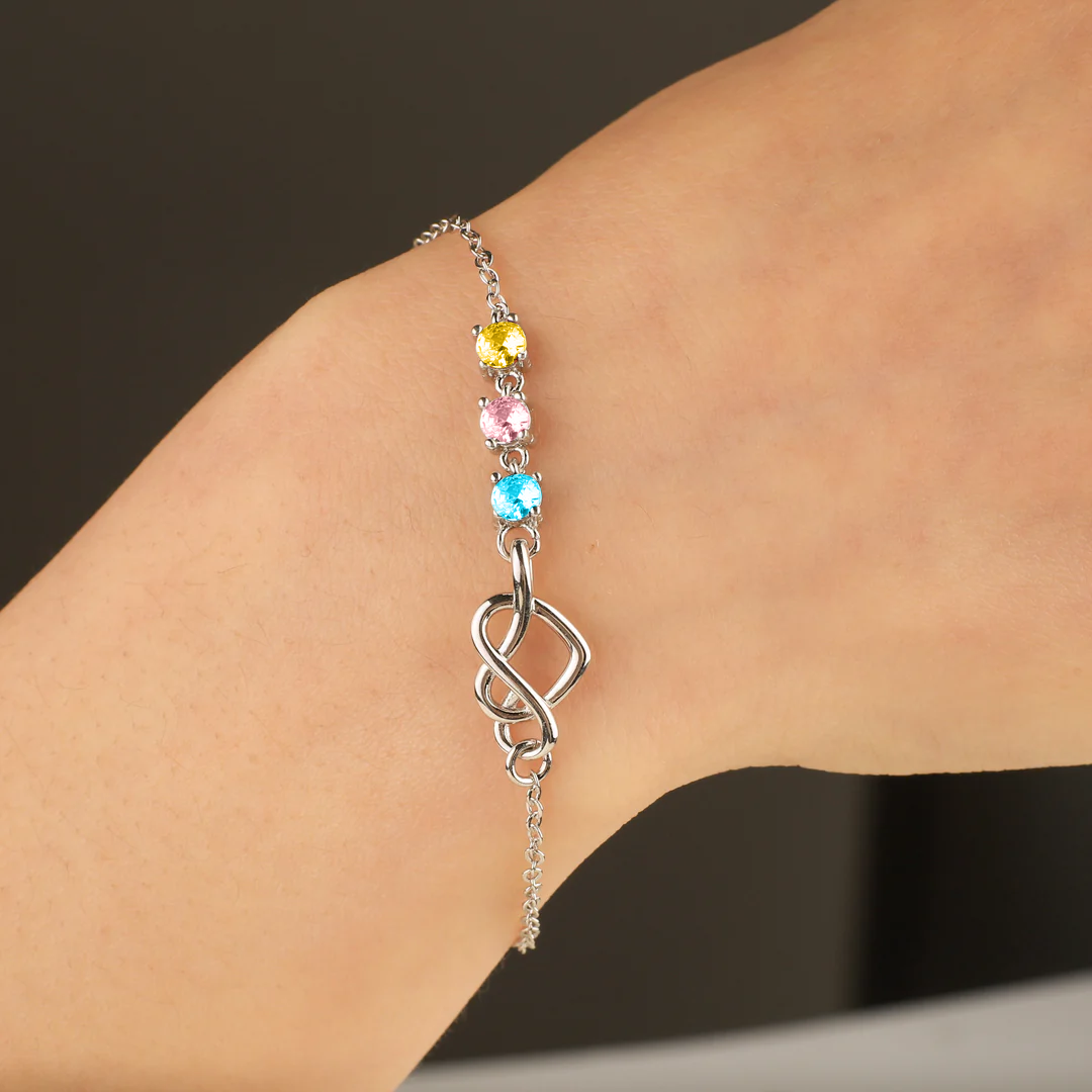 Custom Birthstone Heart Knot Bracelet