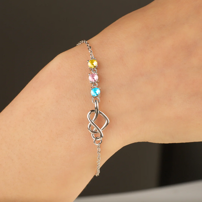 Custom Birthstone Heart Knot Bracelet