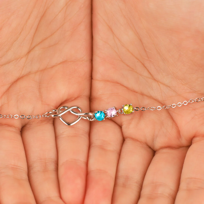 Custom Birthstone Heart Knot Bracelet