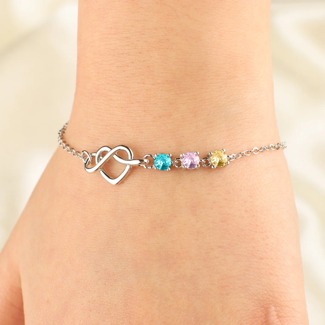 Custom Birthstone Heart Knot Bracelet