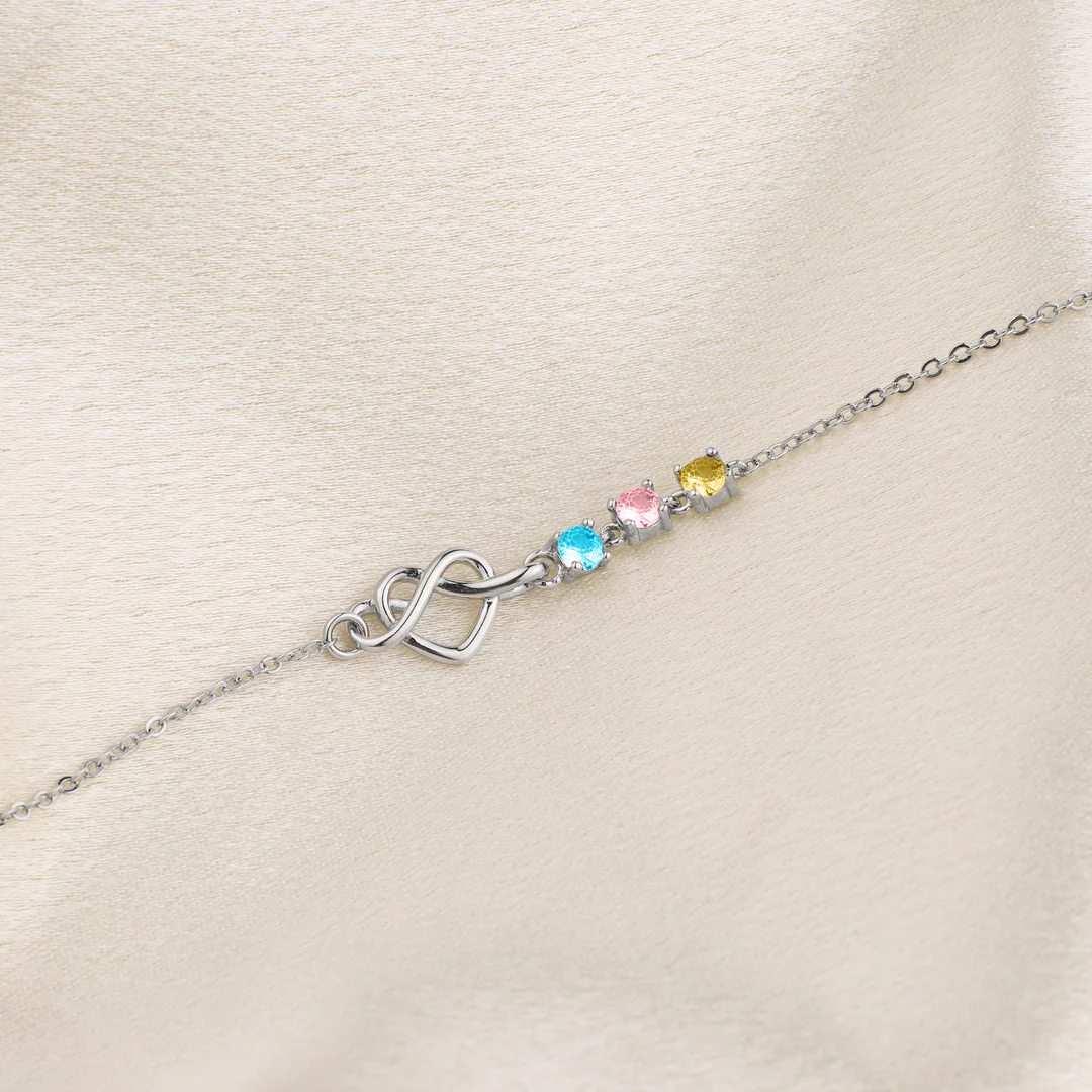 Custom Birthstone Heart Knot Bracelet