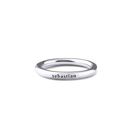 Personalized Stackable Name Ring in Silver