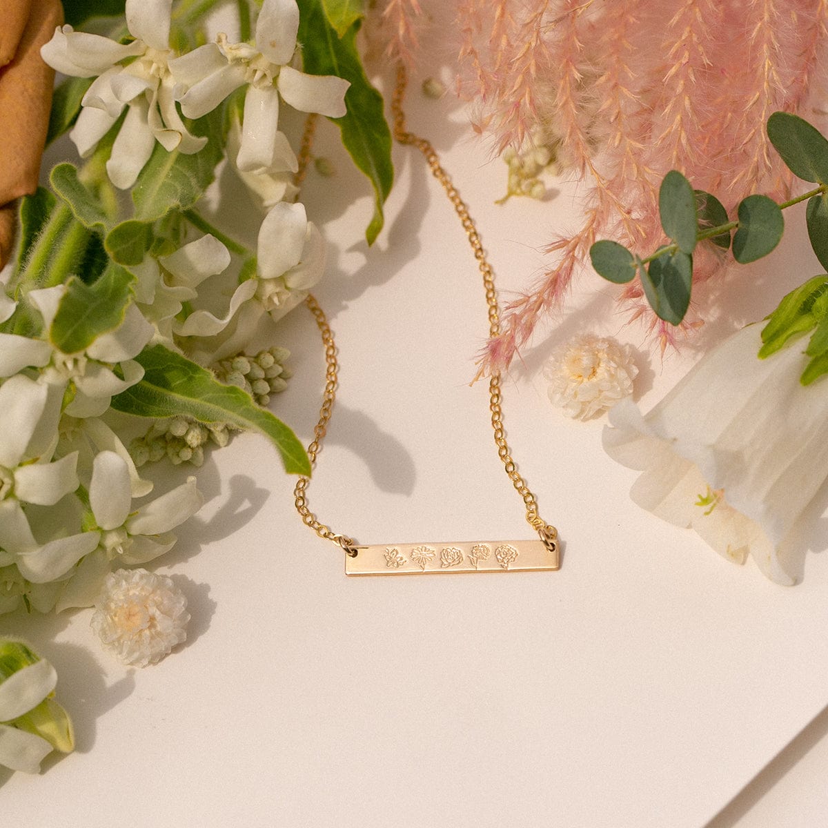 Birth Flower Bar Necklace