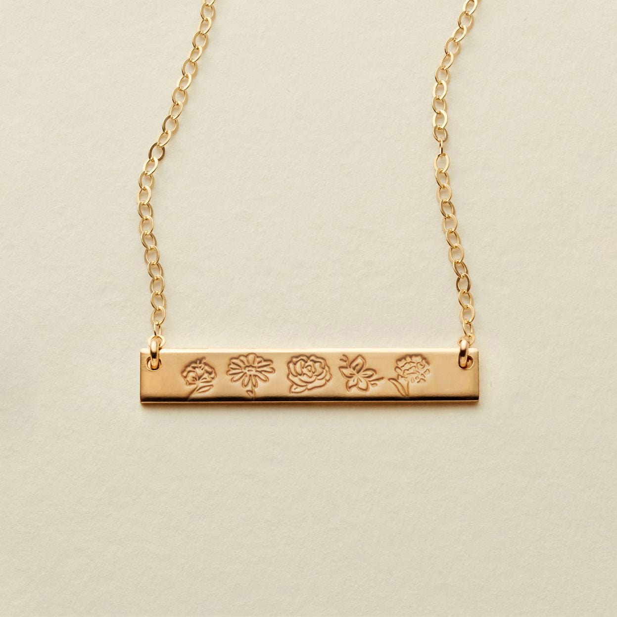 Birth Flower Bar Necklace