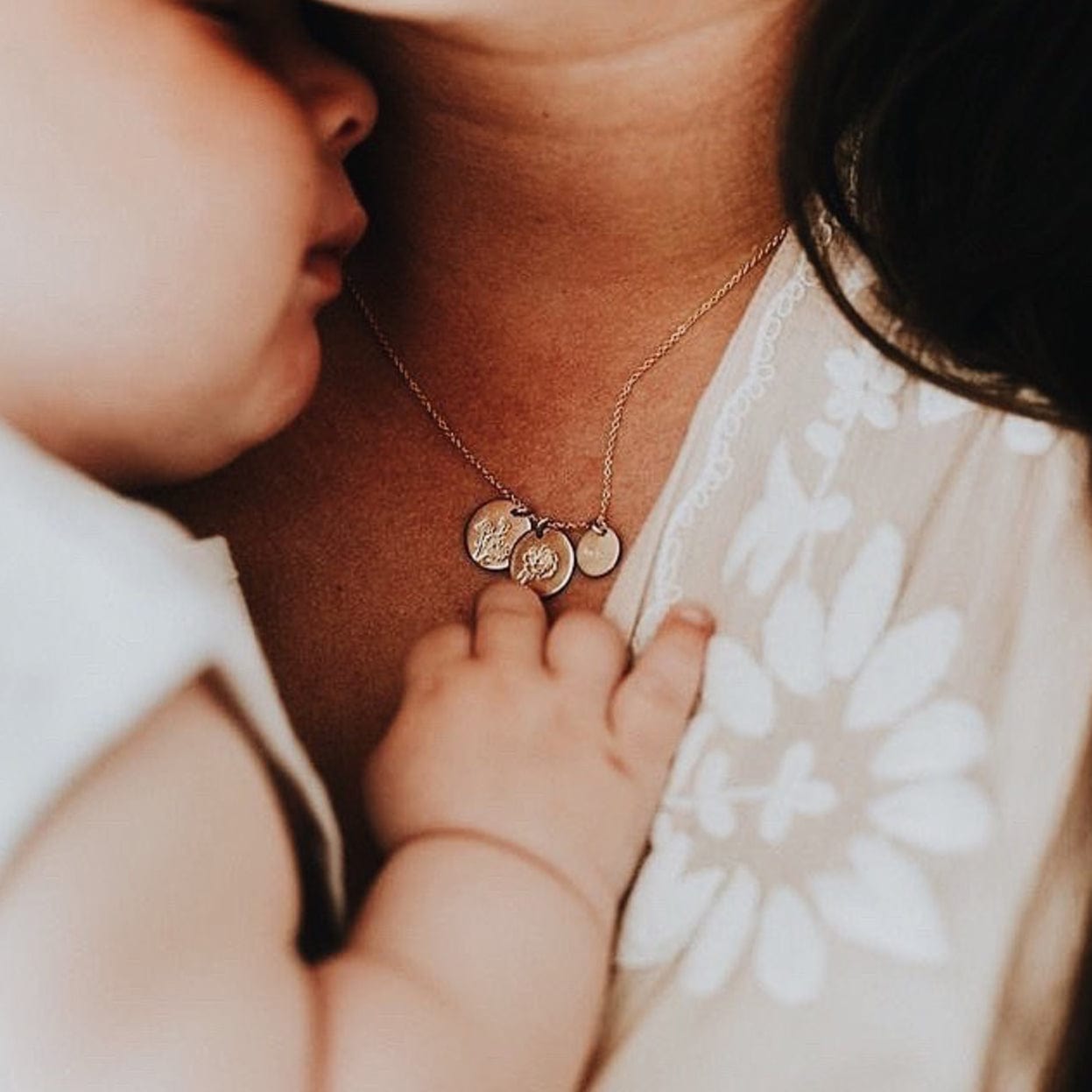 Birth Flower Stacker Necklace | 1/2" Disc