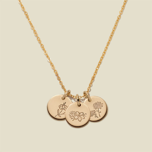 Birth Flower Stacker Necklace | 3/8" Disc