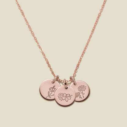 Birth Flower Stacker Necklace | 3/8" Disc