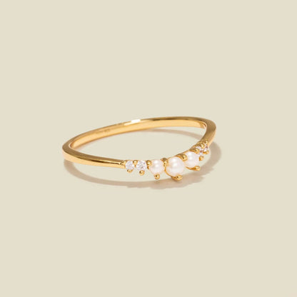 Personalized Crescent Pearl Ring