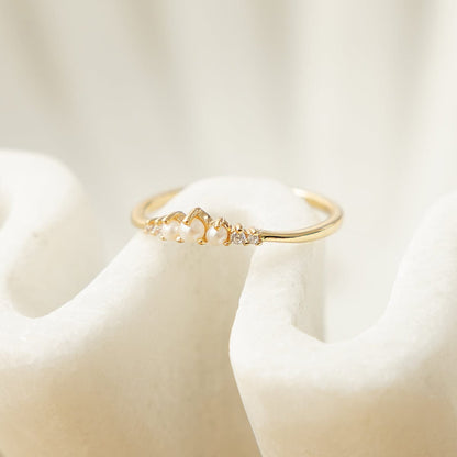 Personalized Crescent Pearl Ring