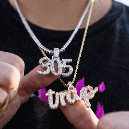 Personalized Pave Font Necklace