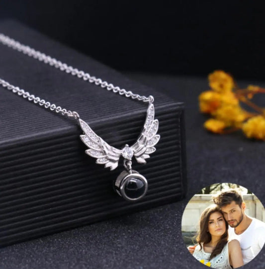 Personalized Photo Projection Angel Wings Necklace