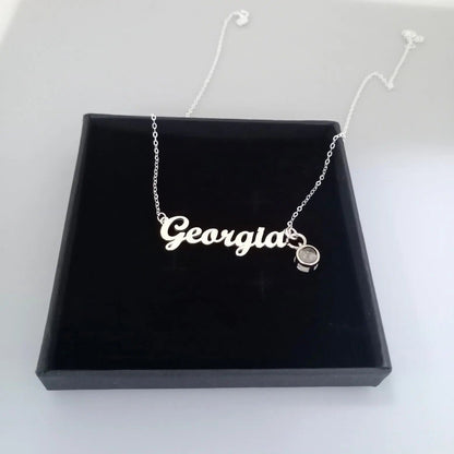 Personalized Photo Projection Necklace with Zircon