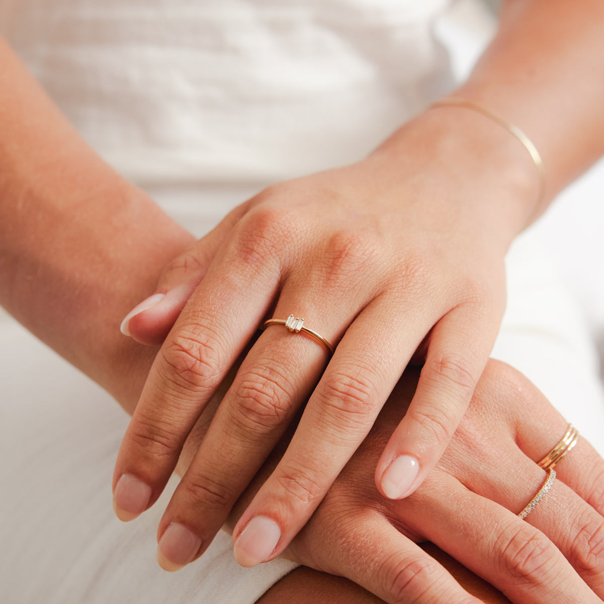 Personalized CZ Baguette Ring