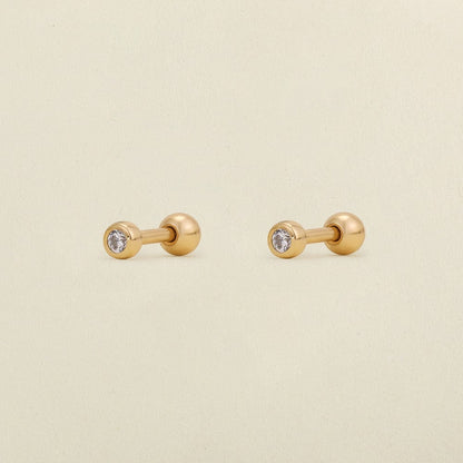 CZ Bezel Stud Earrings