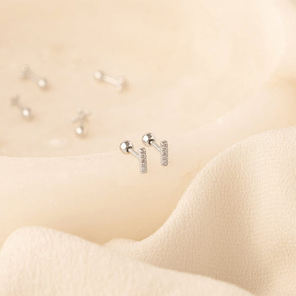 CZ Mini Bar Stud Earrings