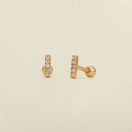 CZ Mini Bar Stud Earrings