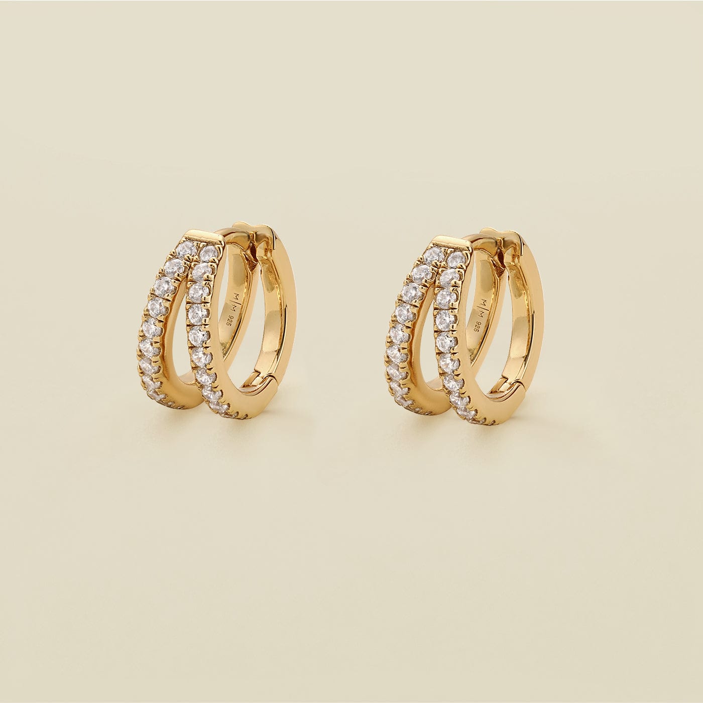 CZ Split Huggie Hoop Earrings