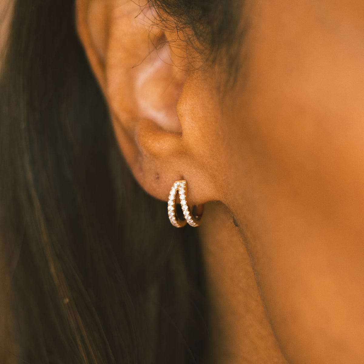 CZ Split Huggie Hoop Earrings