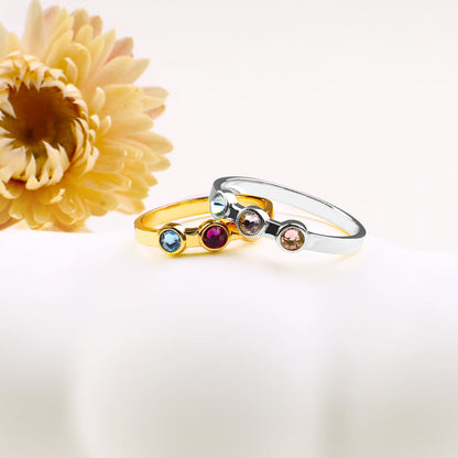 Personalized Dainty Birthstone Ring