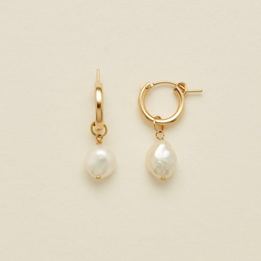 Drop Pearl Hoop Earrings