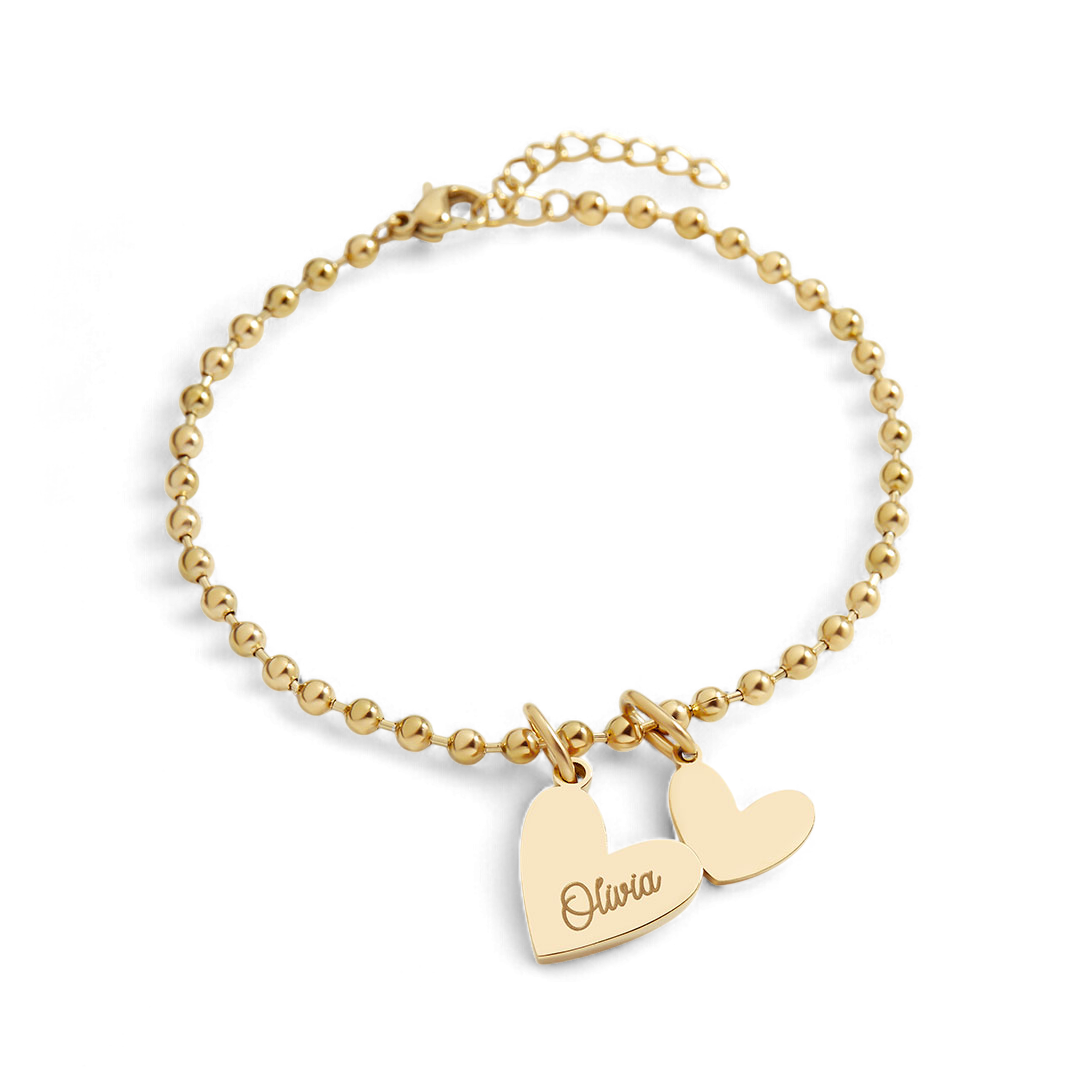 Customized Double Heart Beaded Bracelet