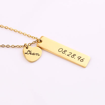 Personalized Engraved Heart Pendant Necklace