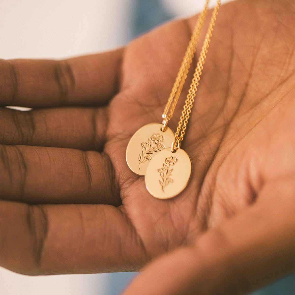 Personalized Floral Oval Necklace