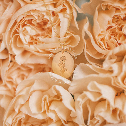 Personalized Floral Oval Necklace