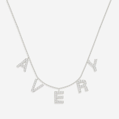 Personalized Pave Block Letter Necklace