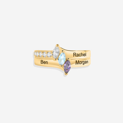 Personalized 3 Birthstone Ring