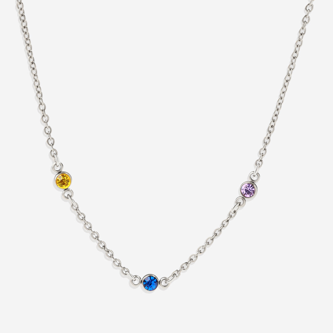 Personalized Birthstone Station Necklace