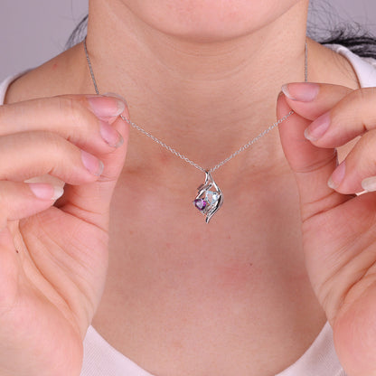 Custom Double Heart Birthstone Necklace