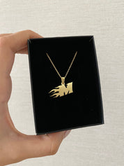 Custom 14k Gold Flame Initial Necklace