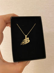 Custom 14k Gold Flame Initial Necklace