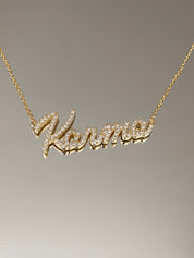 Personalized 14K Gold Crystal Name Necklace