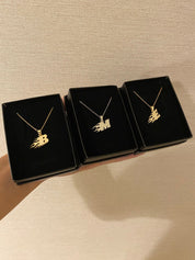 Custom 14k Gold Flame Initial Necklace