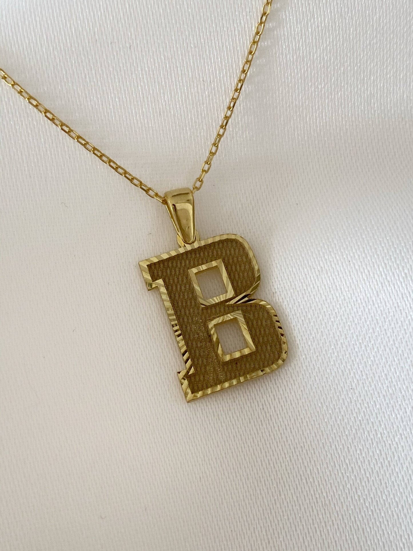 Custom Number Initial Necklace in 14K Gold