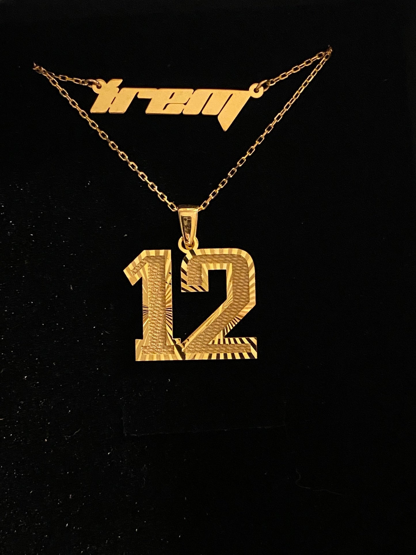 Custom Number Initial Necklace in 14K Gold