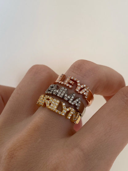 Personalized Diamond Name Ring in 14k Gold