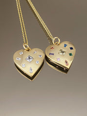 Gold Crystal Heart Necklace for Her