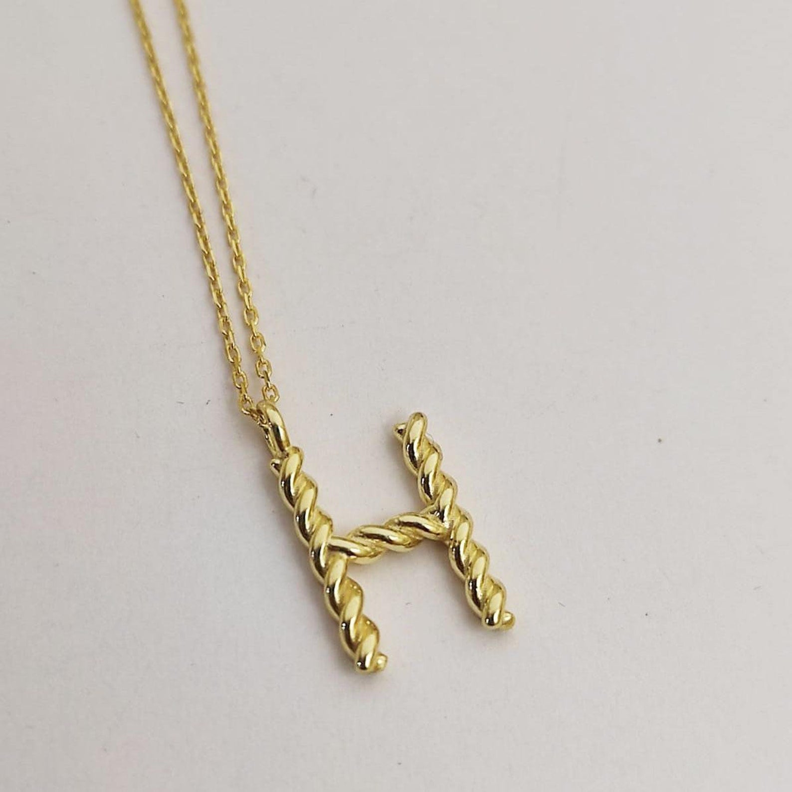 Personalized Gold Initial Twist Necklace