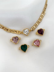 Gold Heart Choker Necklace with Diamond Pendant