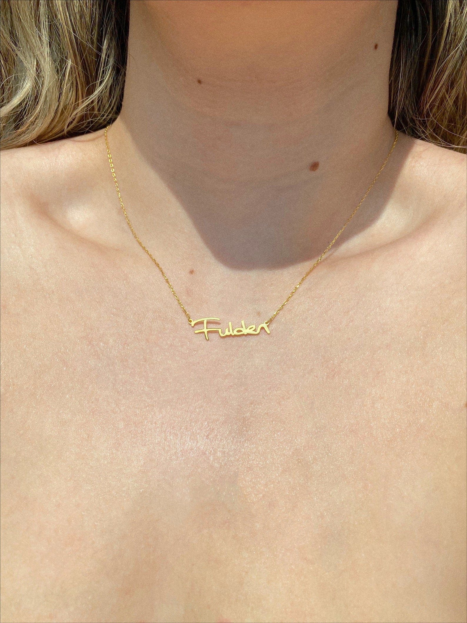 Personalized Cursive Name Necklace in Gold