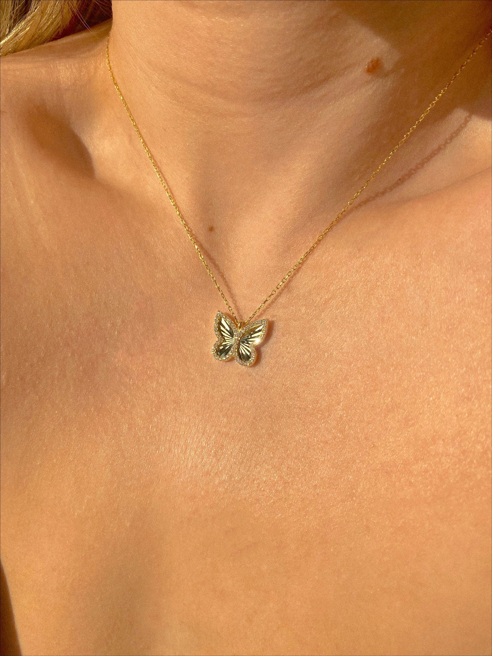 Dainty Silver Butterfly Necklace Gift