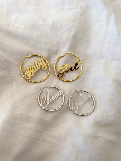 Personalized Sterling Silver Hoop Earrings