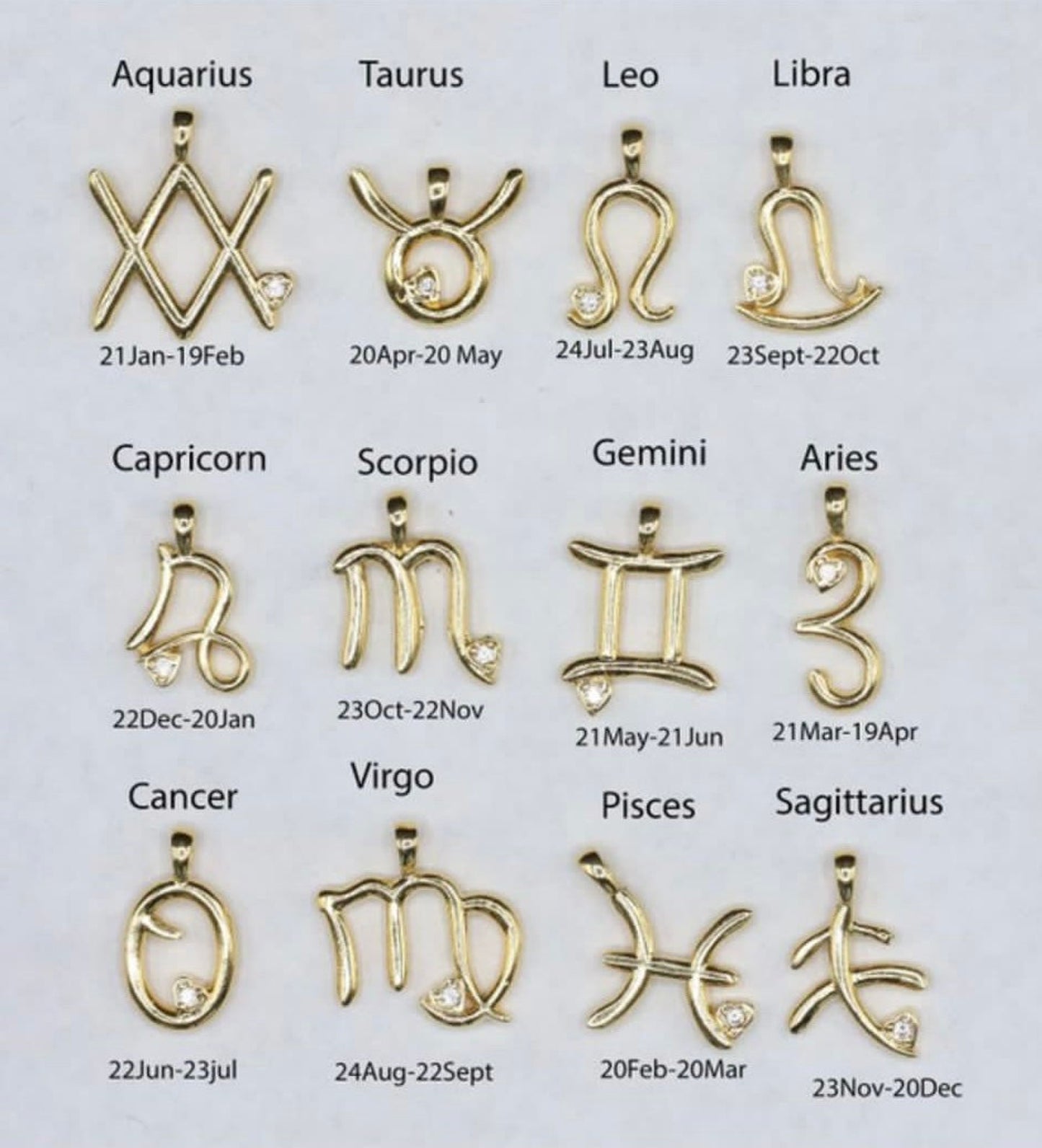 Personalized Zodiac Necklace in Gold Plated