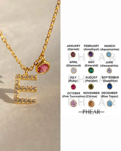 Personalized Birthstone Letter Necklace