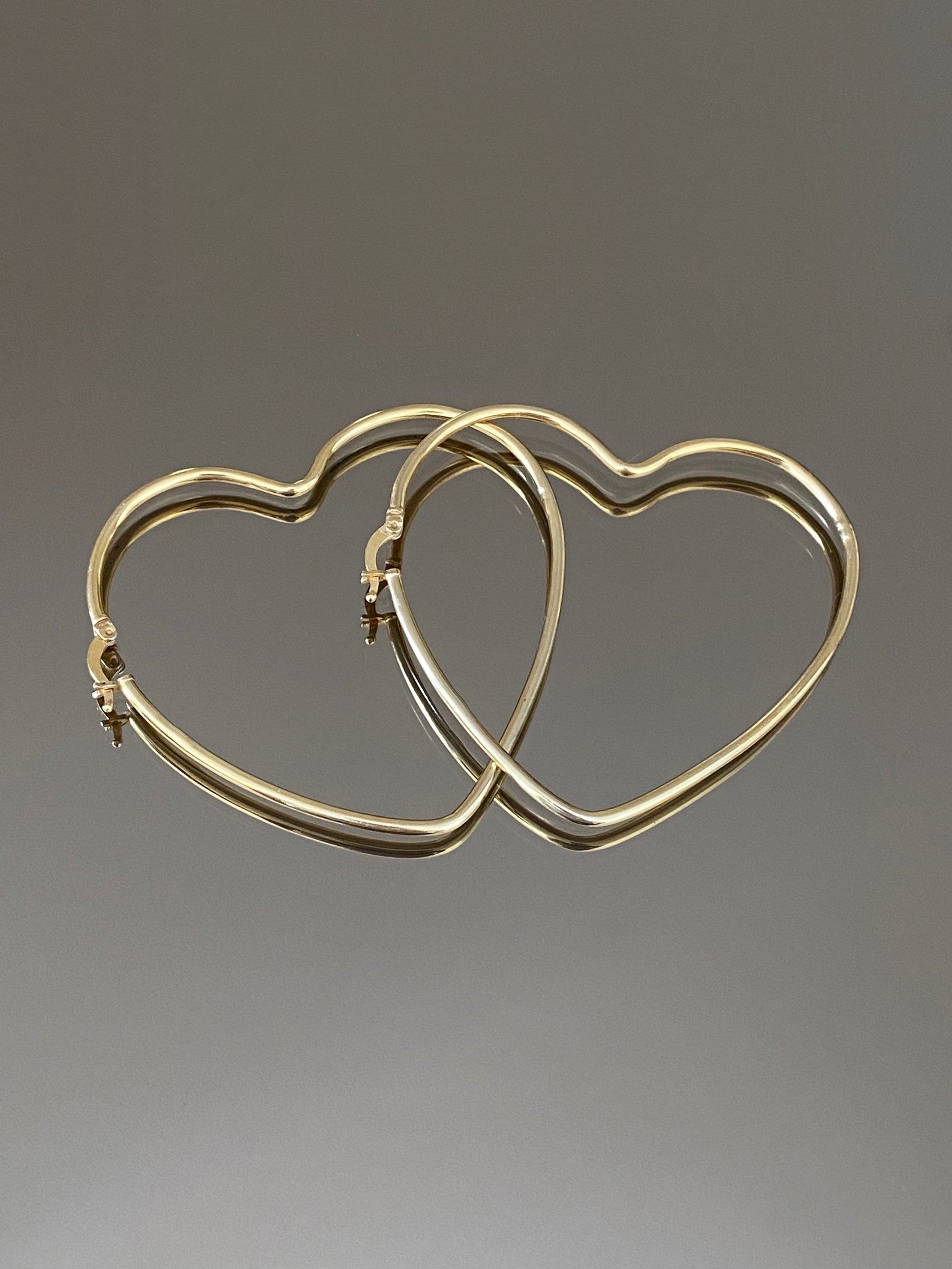 Heart Shaped Silver Hoop Earrings